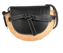 Mini Gate, Leather, Raffia, Black/Beige, MII, DB, 2*